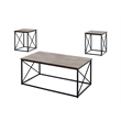 Table Set 3pcs Set Coffee End Side Accent Living Room Metal Brown Black