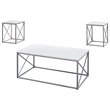 Table Set 3pcs Set Coffee End Side Accent Living Room Metal White Grey