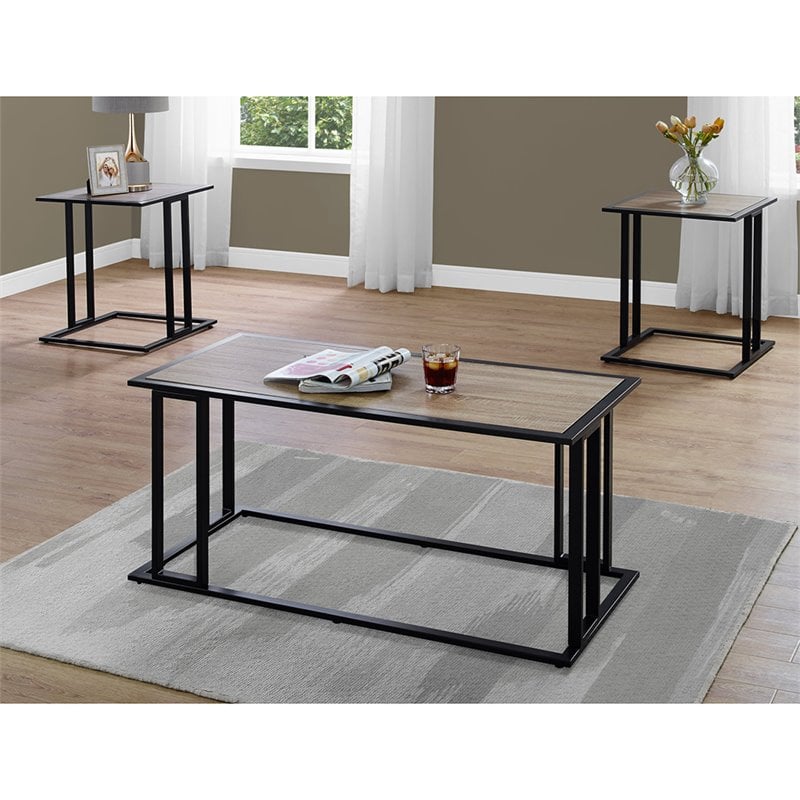 Monarch 3 Piece Coffee Table Set in Dark Taupe