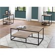 Table Set 3pcs Set Coffee End Side Accent Living Room Metal Brown Black