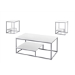 Table Set 3pcs Set Coffee End Side Accent Living Room Metal White Grey