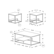 Table Set 3pcs Set Coffee End Side Accent Living Room Metal White Grey