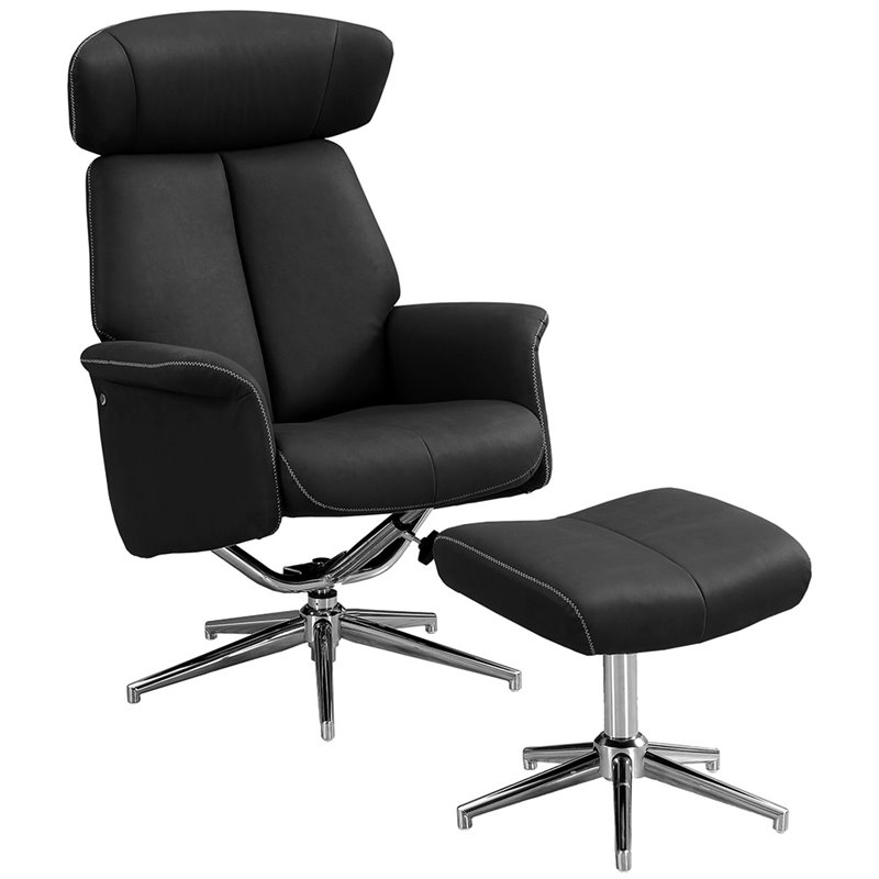 swivel recliner and ottoman in black