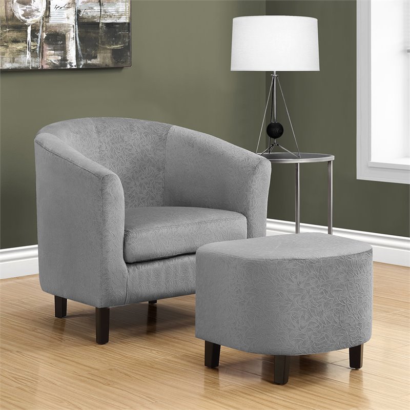 Monarch Barrel Chair and Ottoman in Light Gray and Black | eBay