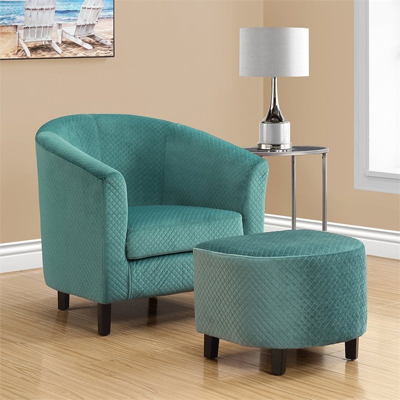 Monarch Barrel Chair and Ottoman in Turquoise and Black | eBay