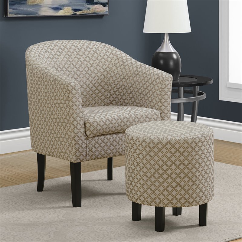 Monarch Barrel Chair and Ottoman in Dark Taupe and Dark ...