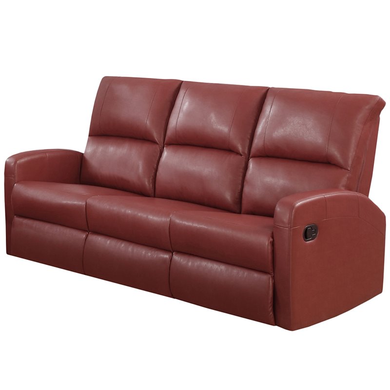 Details About Monarch Leather Reclining Sofa In Red