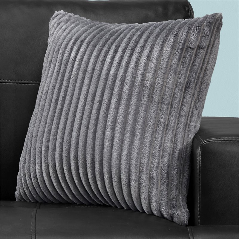 Monarch Classic Ribbed Faux Fur Throw Pillow in Gray 680796013912 eBay