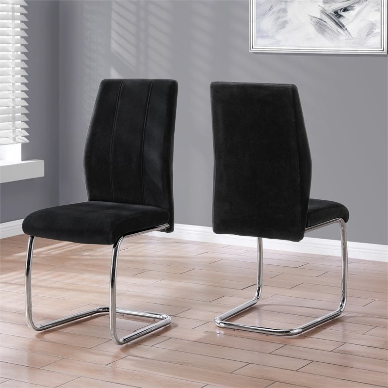 Dining Chair Set Of 2 Side Upholstered Kitchen Dining Room Velvet Black