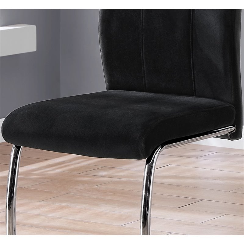 Dining Chair Set Of 2 Side Upholstered Kitchen Dining Room Velvet Black