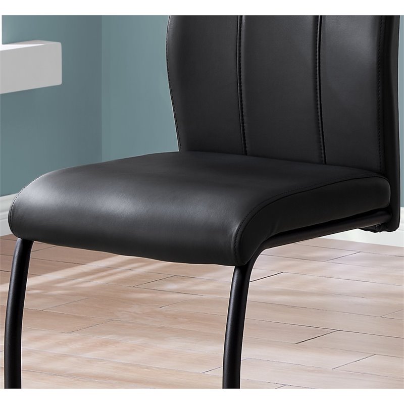Dining Chair Set Of 2 Side Upholstered Kitchen Pu Leather Look Black