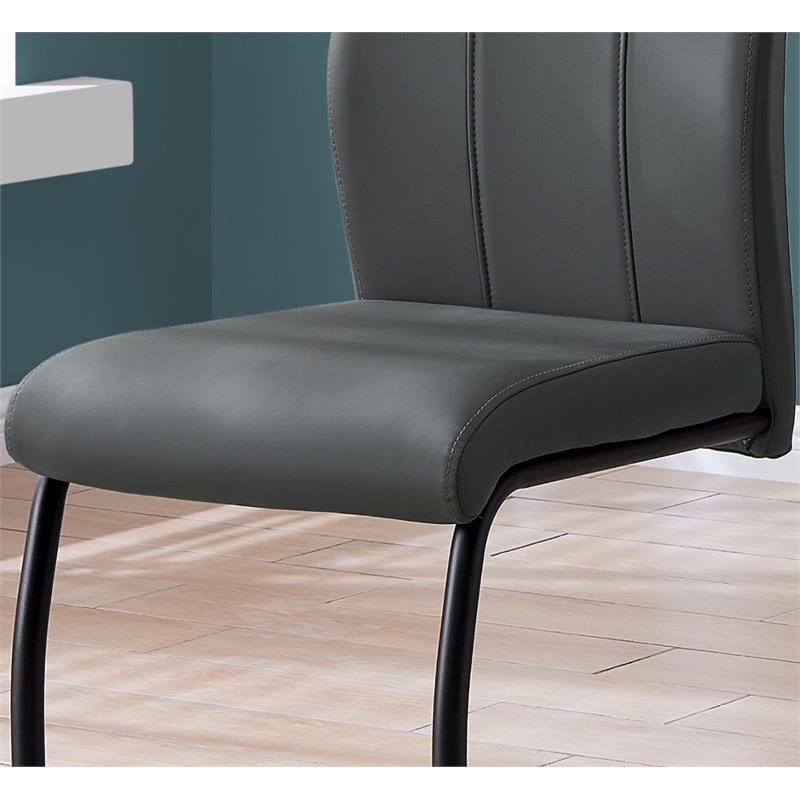 Dining Chair Set Of 2 Side Kitchen Dining Room Pu Leather Look Grey