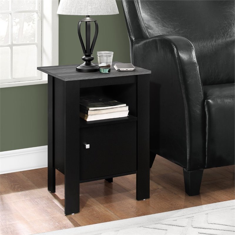 Accent Table Side End Nightstand Lamp Storage Bedroom Laminate Black