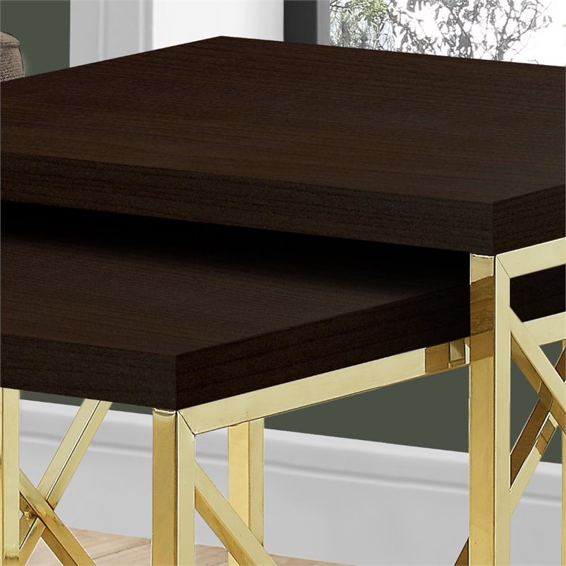 Nesting Table Set Of 2 Side End Metal Accent Bedroom Metal Brown