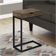 Accent Table C-shaped End Side Snack Living Room Bedroom Metal Brown