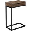 Accent Table C-shaped End Side Snack Living Room Bedroom Metal Brown