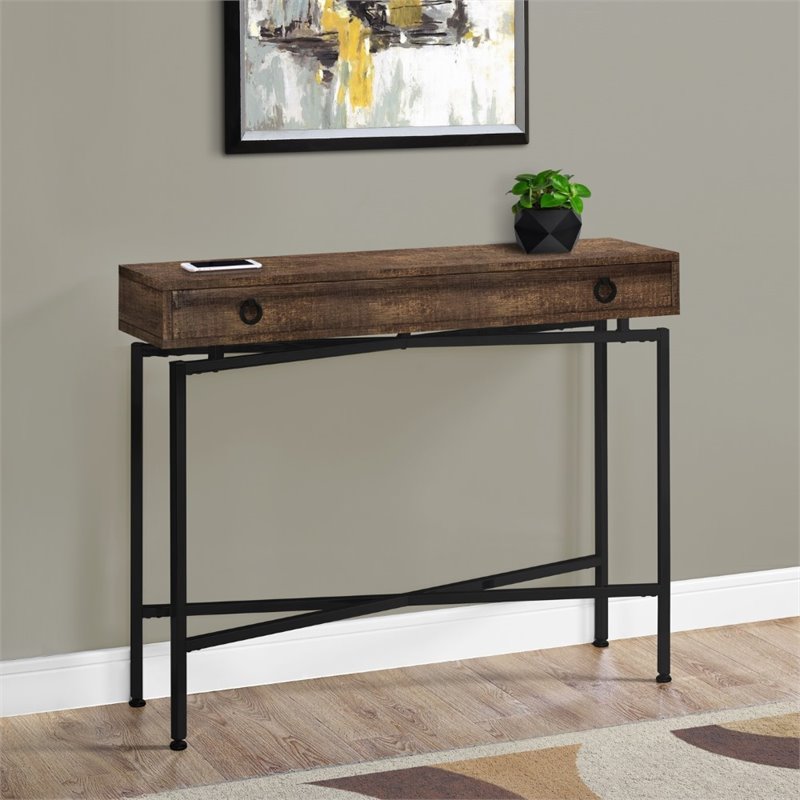 Accent Table Console Entryway Narrow Sofa Bedroom Metal Brown