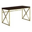 Computer Desk Home Office Laptop Work Metal Laminate Brown Gold