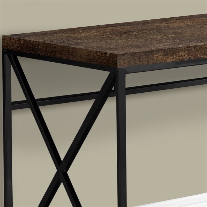 Computer Desk Home Office Laptop Work Metal Laminate Brown Black