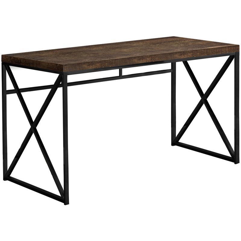Computer Desk Home Office Laptop Work Metal Laminate Brown Black