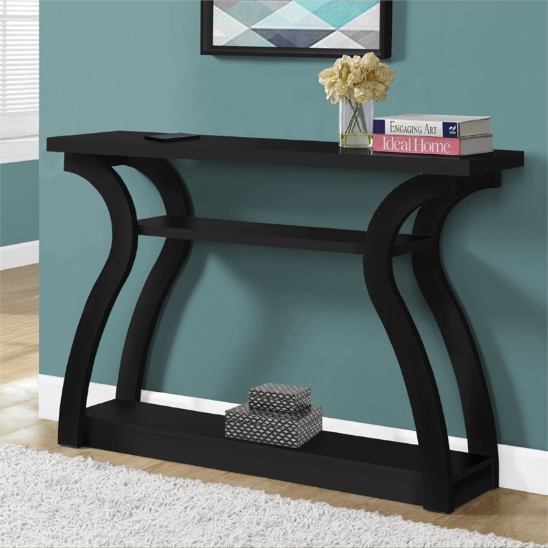 Accent Table Console Entryway Narrow Sofa Bedroom Laminate Black