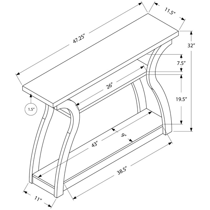 Accent Table Console Entryway Narrow Sofa Bedroom Laminate Black