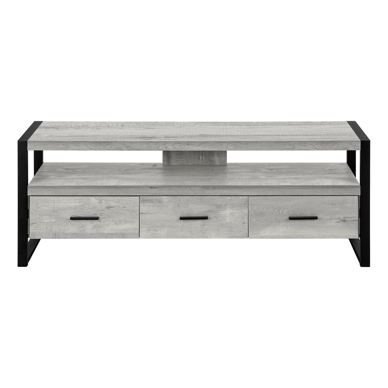 Tv Stand 60 Inch Console Storage Drawers Living Room Bedroom Metal Grey