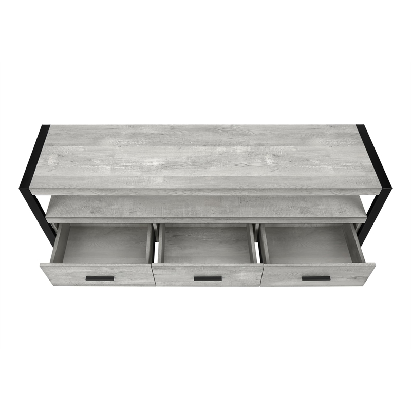 Tv Stand 60 Inch Console Storage Drawers Living Room Bedroom Metal Grey