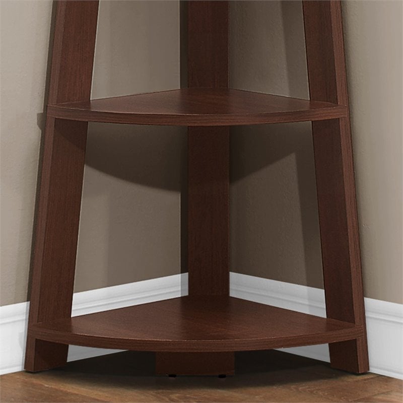 Monarch 5 Shelf Narrow Wooden Corner Accent Etagere in Cherry I 2494