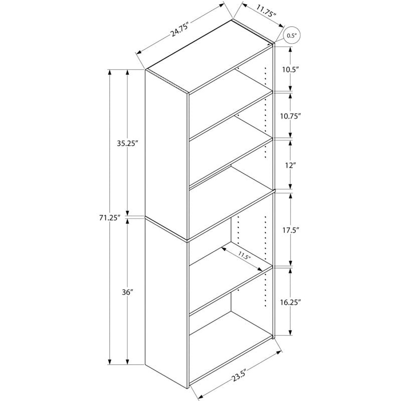 Bookshelf Bookcase 6 Tier 72