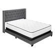 Bed Queen Size Platform Bedroom Frame Upholstered Velvet Grey Chrome