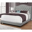 Bed Queen Size Platform Bedroom Frame Upholstered Velvet Grey Chrome