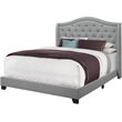 Bed Queen Size Platform Bedroom Frame Upholstered Velvet Grey Chrome
