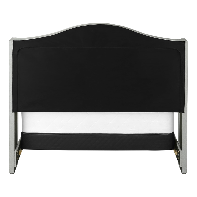 Bed Queen Size Platform Bedroom Frame Upholstered Velvet Wood Legs Grey