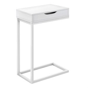 Accent Table C-shaped End Side Snack Living Room Bedroom Metal White