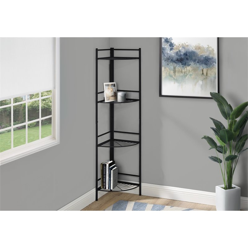 Monarch 4 Shelf Metal Corner Etagere in Black Cymax Business