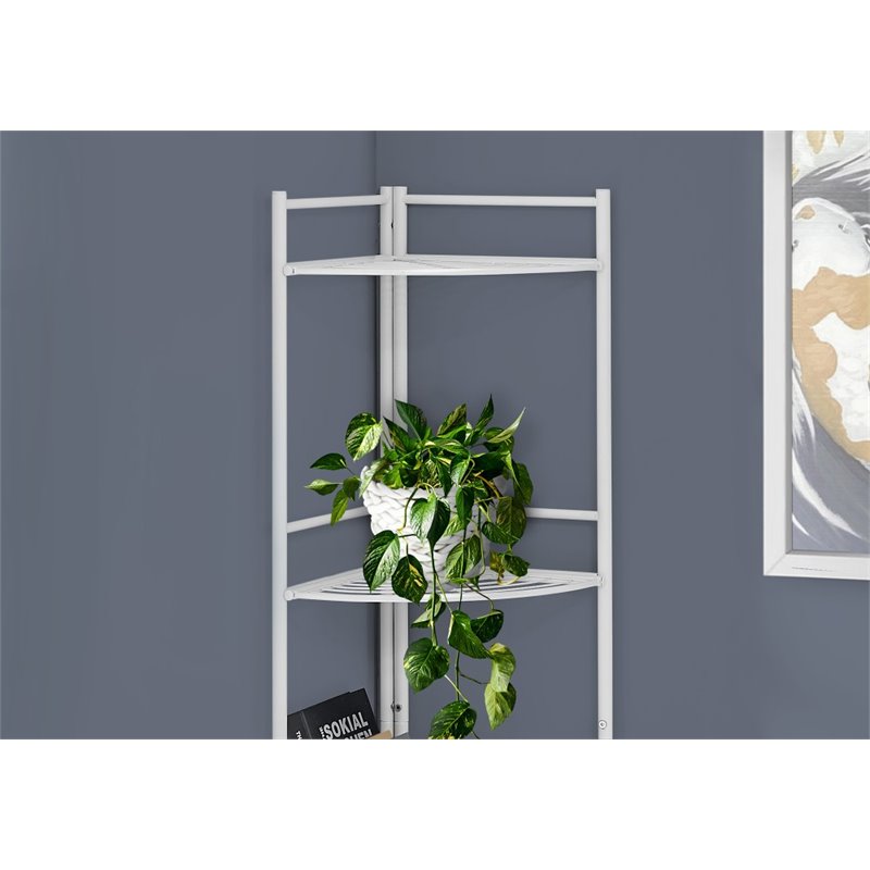 Monarch 4 Shelf Metal Corner Etagere in White Cymax Business