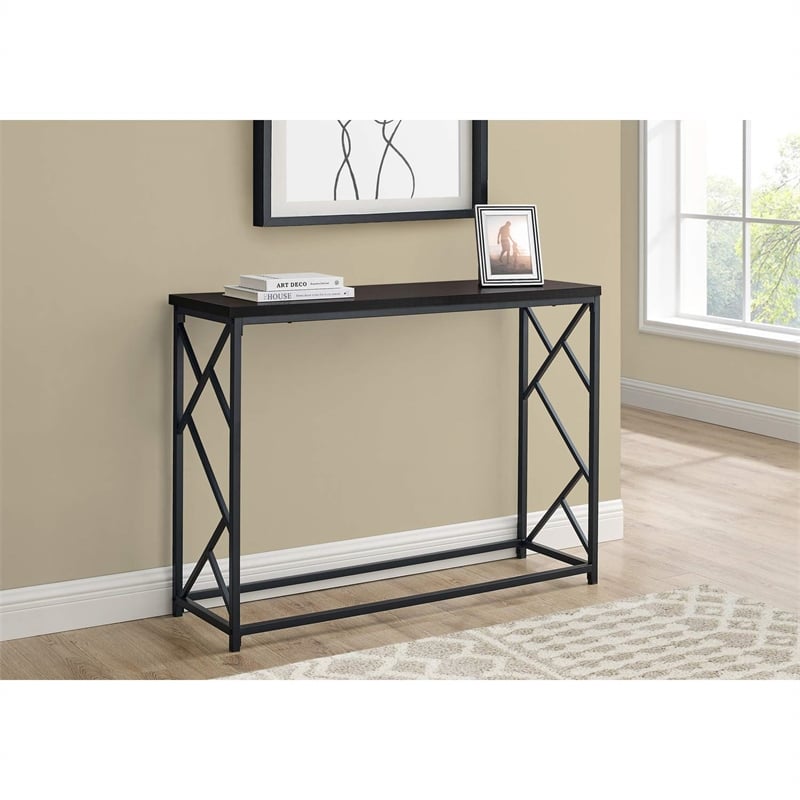 Accent Table Console Entryway Narrow Sofa Bedroom Metal Brown