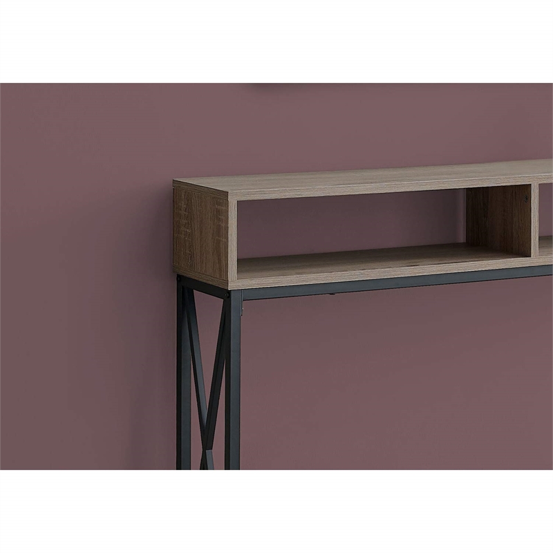 Accent Table Console Entryway Narrow Sofa Bedroom Metal Brown