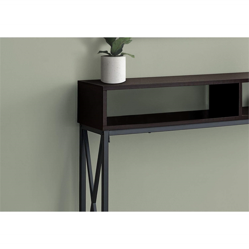 Accent Table Console Entryway Narrow Sofa Bedroom Metal Brown