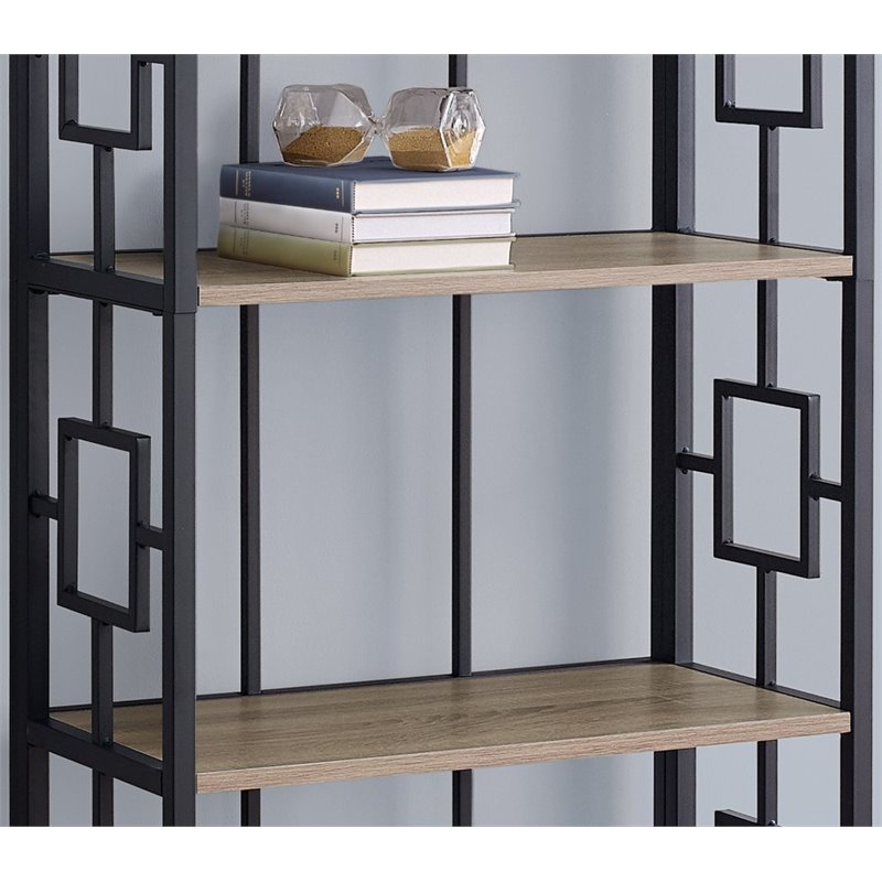 Monarch 4 Shelf Transitional Metal Etagere Bookcase in Dark Taupe and