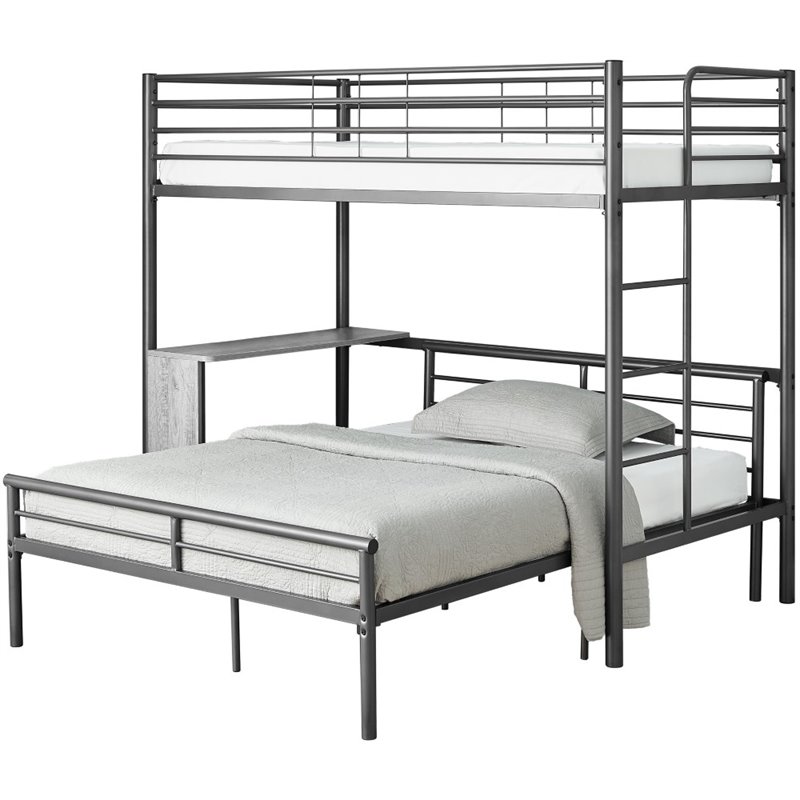 Monarch I 2240g Bunk Bed Twin Full Size Grey Desk Metal, Modern Full Bunk Beds