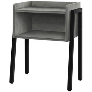 Monarch 2 Shelf Modern Sleek Wooden Airy Side Table in Reclaimed Gray and Black
