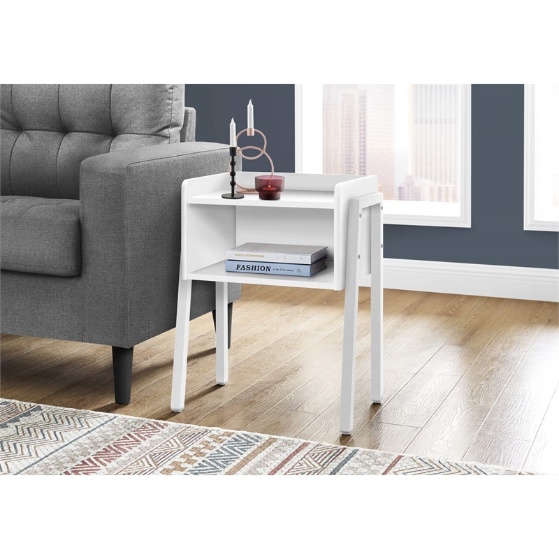 Accent Table Side End Nightstand Lamp Living Room Bedroom Metal White
