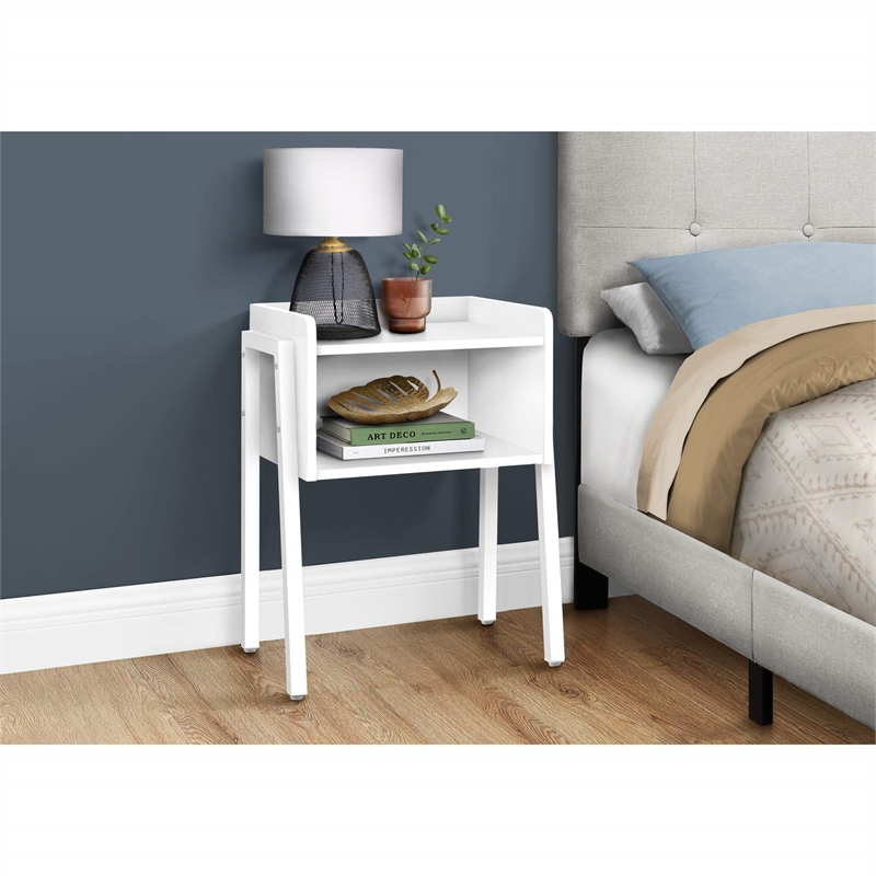 Accent Table Side End Nightstand Lamp Living Room Bedroom Metal White