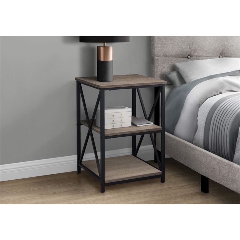 Accent Table Side End Nightstand Lamp Living Room Bedroom Metal Brown