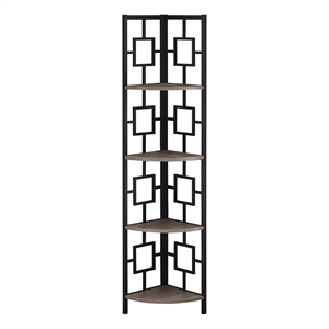 Bookshelf Etagere Corner 4 Tier 62&quotH Office Bedroom Metal Brown