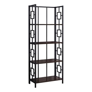 Bookshelf Bookcase Etagere 4 Tier 62&quotH Office Bedroom Metal Brown Black