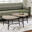 Table Set 2pcs Set Coffee End Side Accent Living Room Metal Beige Black