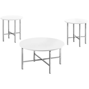 monarch 3 piece contemporary round wood top coffee table set